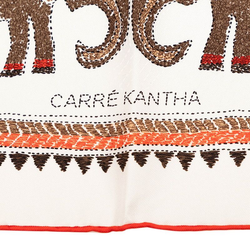 Hermes Carre 90 Kantha Scarf Oversized White Multicolor Silk — view 4