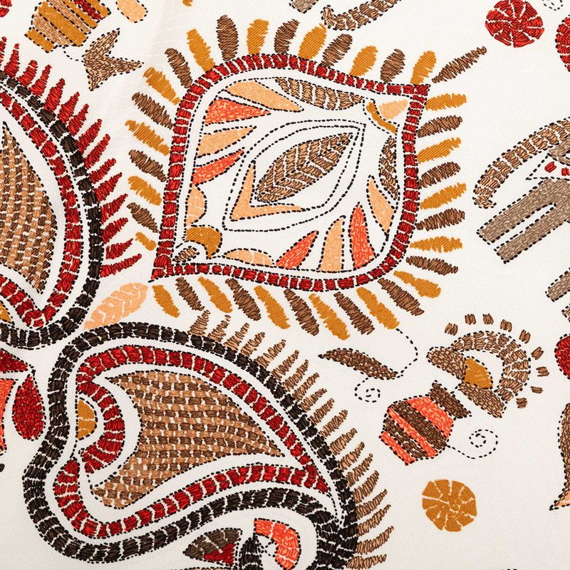 Hermes Carre 90 Kantha Scarf Oversized White Multicolor Silk — view 7