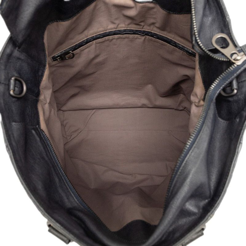 Bottega Veneta Intrecciato Tote Black Khaki Navy Leather — view 4