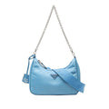 Prada Chain 2-Way Shoulder Bag Blue Nylon Leather