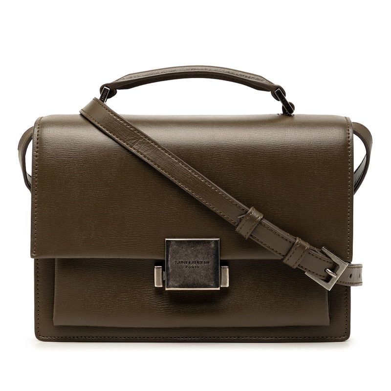 Saint Laurent Logo 2-Way Shoulder Bag Brown Leather