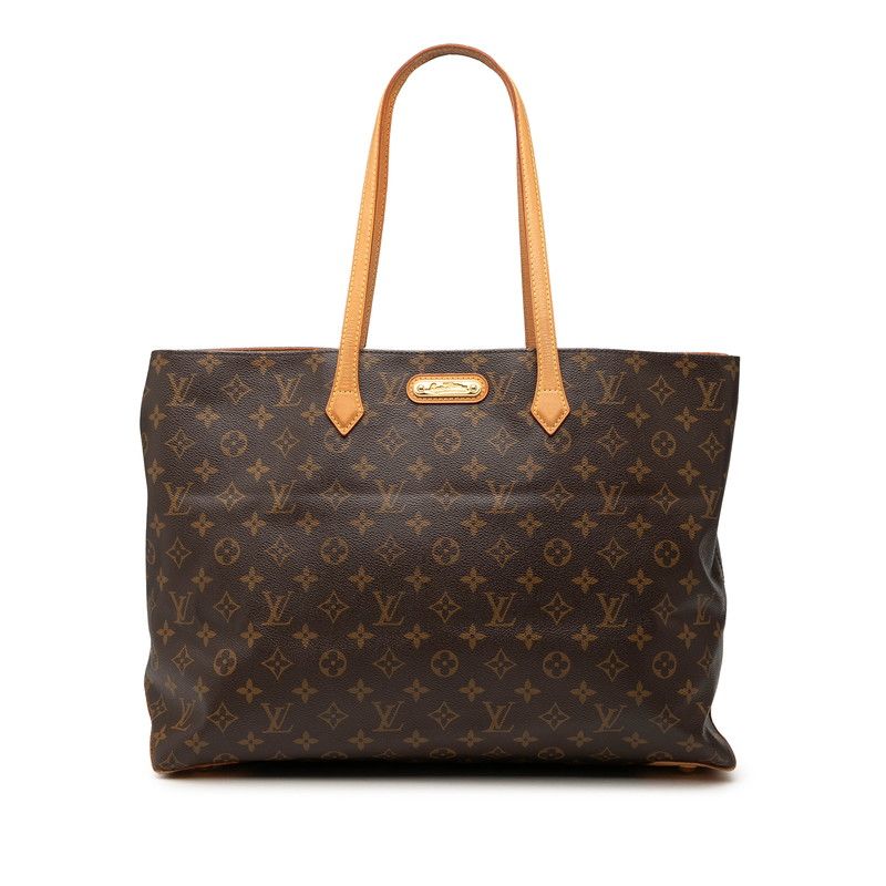 Louis Vuitton Monogram Willshire GM Tote Shoulder Bag Brown Leather