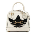 Gucci Adidas Horsebit 2-Way Shoulder Bag White Black Leather