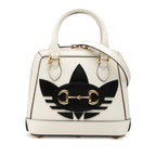 Gucci Adidas Horsebit 2-Way Shoulder Bag White Black Leather