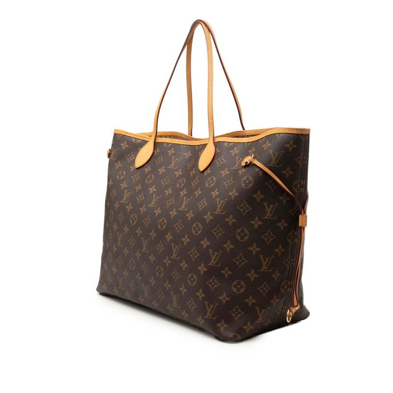 Louis Vuitton Monogram Neverfull GM Tote Shoulder Bag Brown Leather — view 2