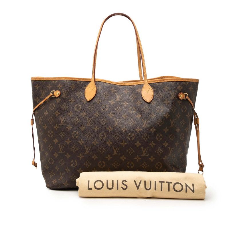 Louis Vuitton Monogram Neverfull GM Tote Shoulder Bag Brown Leather — view 7