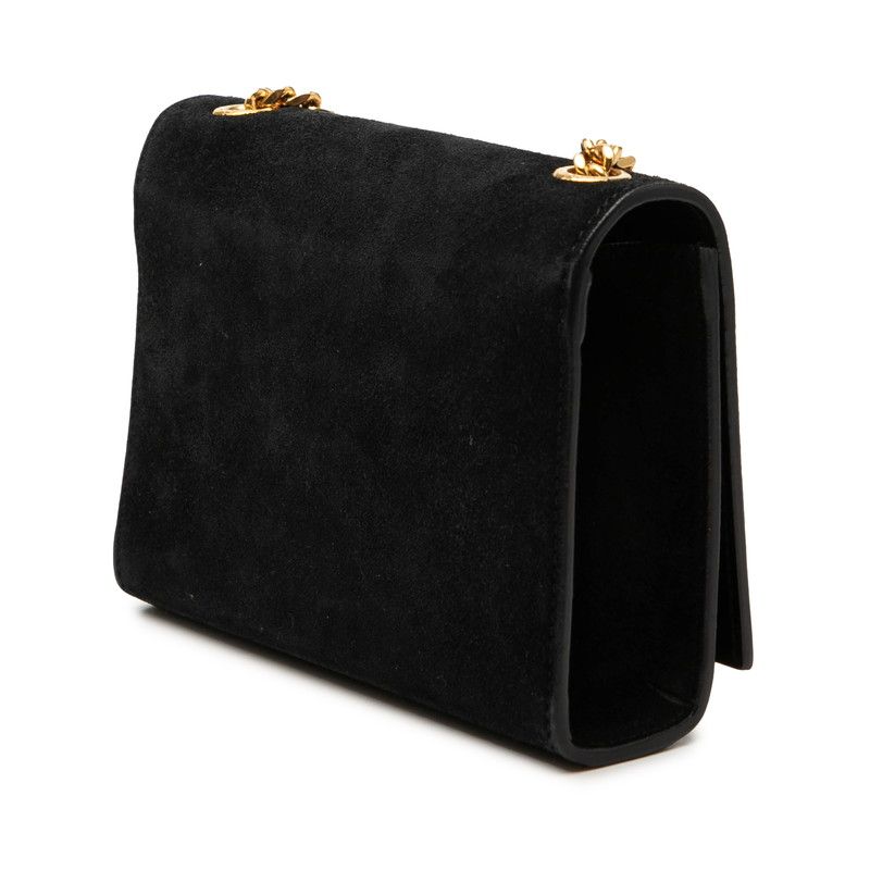 Saint Laurent YSL Logo Classic Kate Crossbody Chain Shoulder Bag Black Suede — view 2