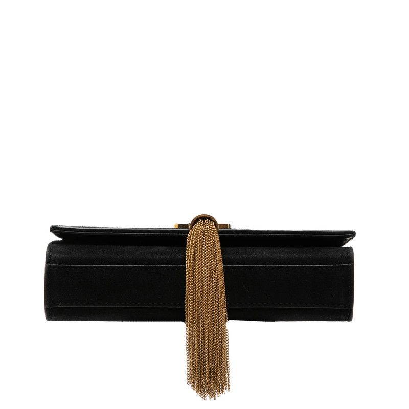 Saint Laurent YSL Logo Classic Kate Crossbody Chain Shoulder Bag Black Suede — view 3