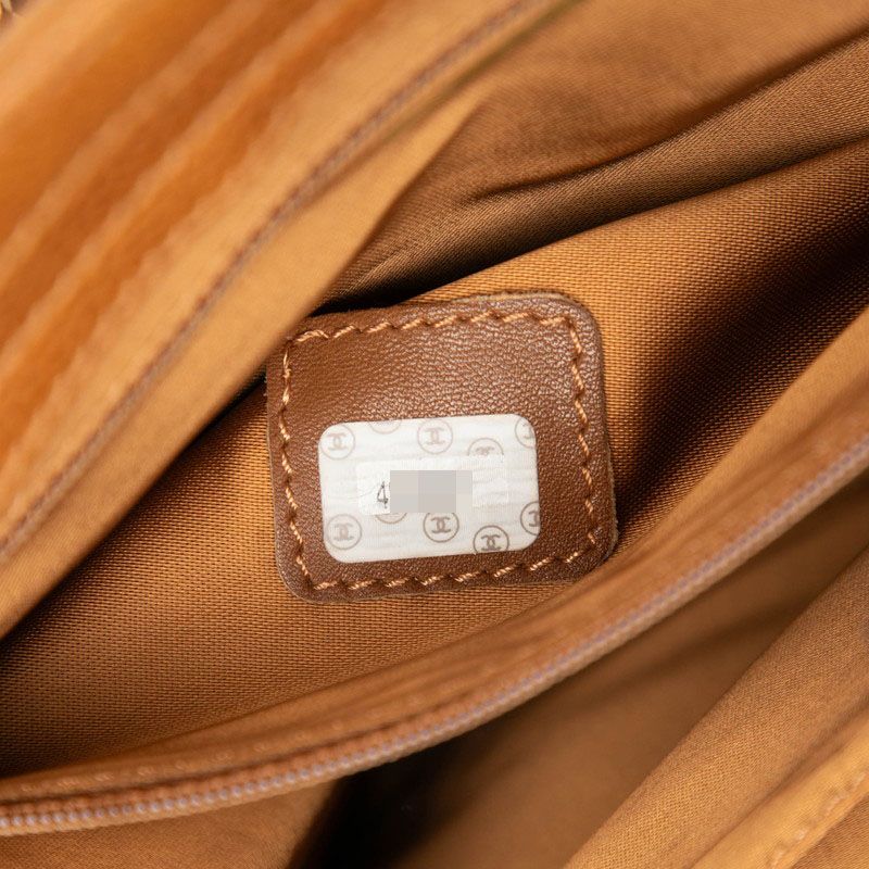 Chanel CC Logo Chain Tote Shoulder Brown Caviar Leather — view 7