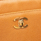 Chanel CC Logo Chain Tote Shoulder Brown Caviar Leather — view 4