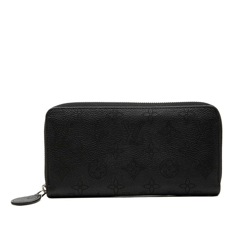 Louis Vuitton Monogram Mahina Zippy Wallet Zip Around Black Leather