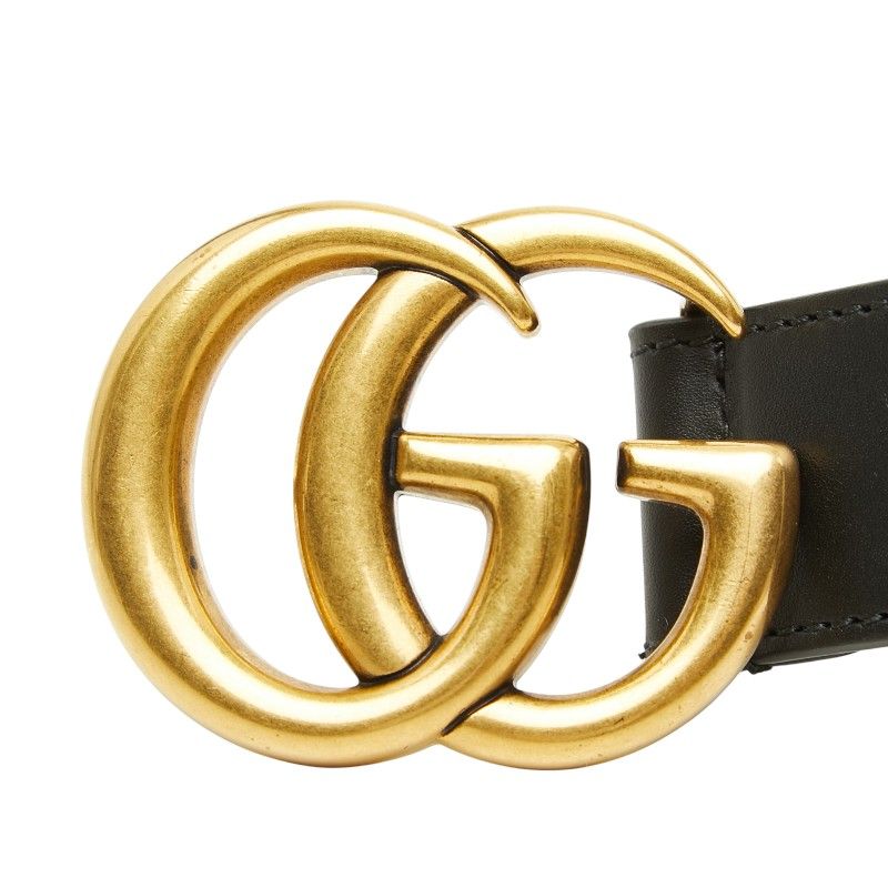 Gucci GG Marmont Emblem Wide Buckle Belt Black Leather — view 4
