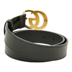 Gucci GG Marmont Emblem Wide Buckle Belt Black Leather — view 3