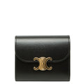 Celine Triomphe Bifold Wallet Small Flap Black Leather