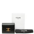 Celine Triomphe Bifold Wallet Small Flap Black Leather — view 9