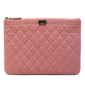 Chanel CC Logo Boy Clutch Pink Lambskin