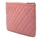 Chanel CC Logo Boy Clutch Pink Lambskin — view 2