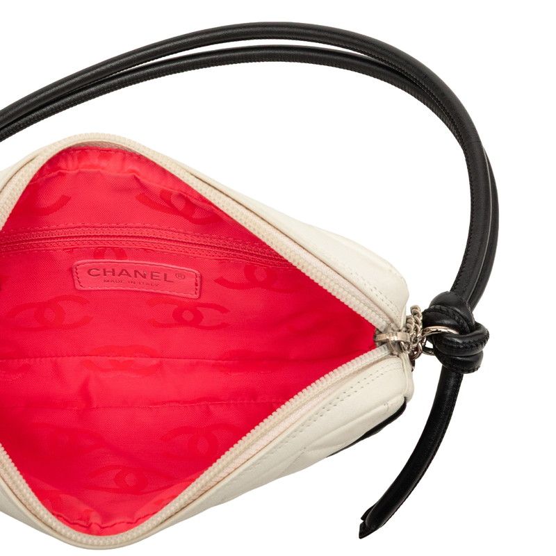 Chanel Cambon Line CC Logo Handbag Shoulder White Black Lambskin — view 4