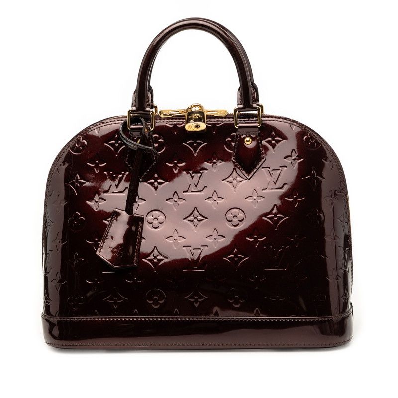 Louis Vuitton Monogram Vernis Alma PM Handbag Wine Red le Rouge Faux Vist