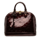 Louis Vuitton Monogram Vernis Alma PM Handbag Wine Red le Rouge Faux Vist