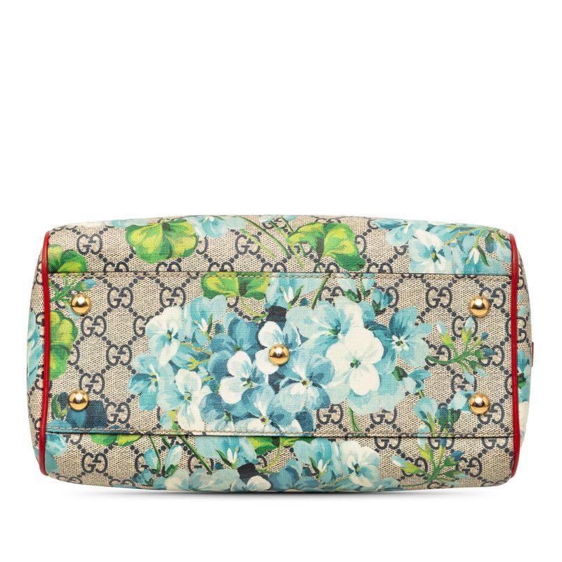 Gucci GG Blue Mus Flower Small Boston Bag 2-Way Beige Red Leather — view 3