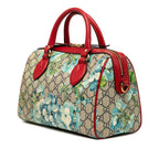 Gucci GG Blue Mus Flower Small Boston Bag 2-Way Beige Red Leather — view 2