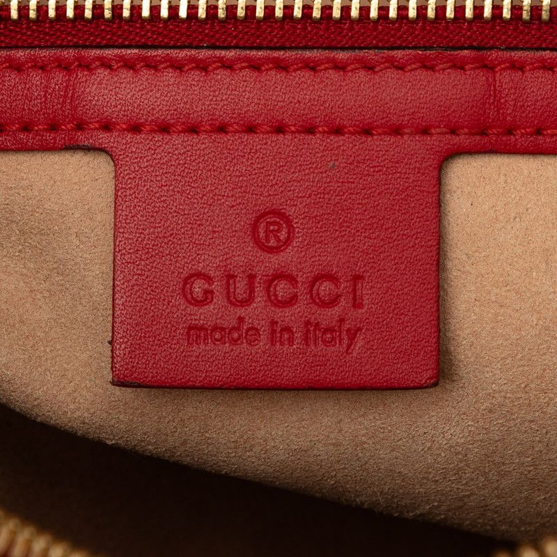 Gucci GG Blue Mus Flower Small Boston Bag 2-Way Beige Red Leather — view 5