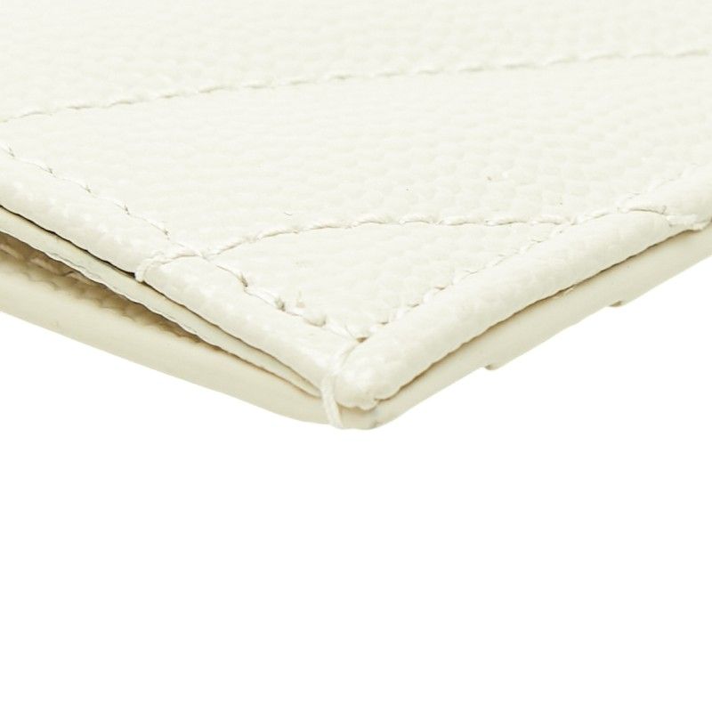 Saint Laurent Cassandra YSL Logo Fragment Case Zip Card Ivory Silver Leather — view 5