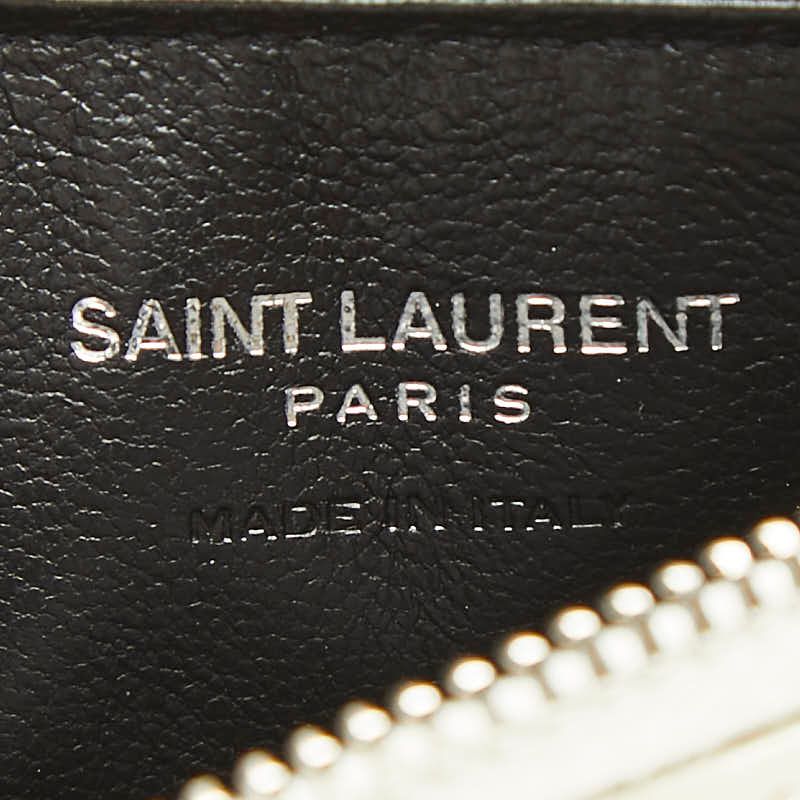 Saint Laurent Cassandra YSL Logo Fragment Case Zip Card Ivory Silver Leather — view 8