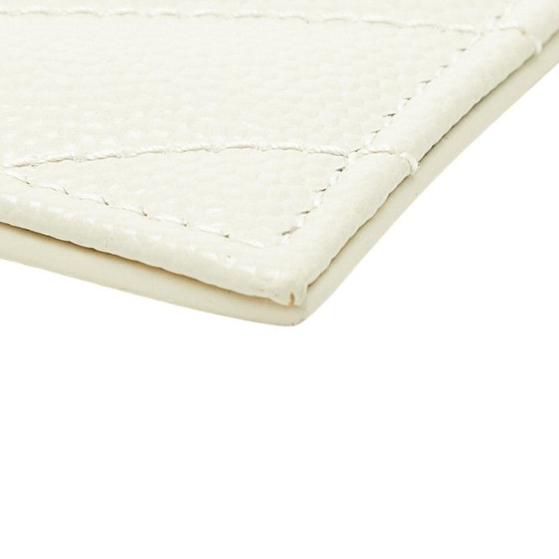 Saint Laurent Cassandra YSL Logo Fragment Case Zip Card Ivory Silver Leather — view 4