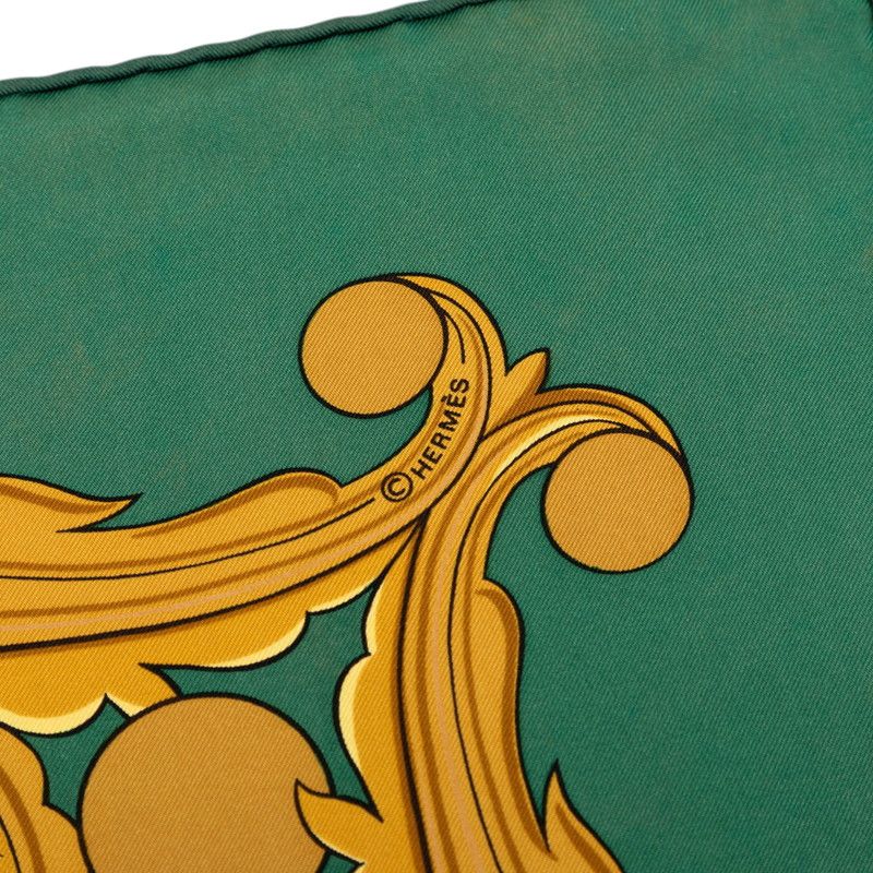 Hermes Carre 90 Animaux Solaires Animals of the Sun Scarf Green Multicolor Silk — view 6