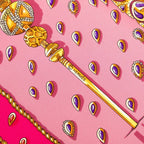 Hermes Carre 90 Tresors Retrouves Hidden Treasures Scarf Pink Multicolor Silk — view 5