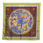 Hermes Carre Map Scarf Multicolor Silk