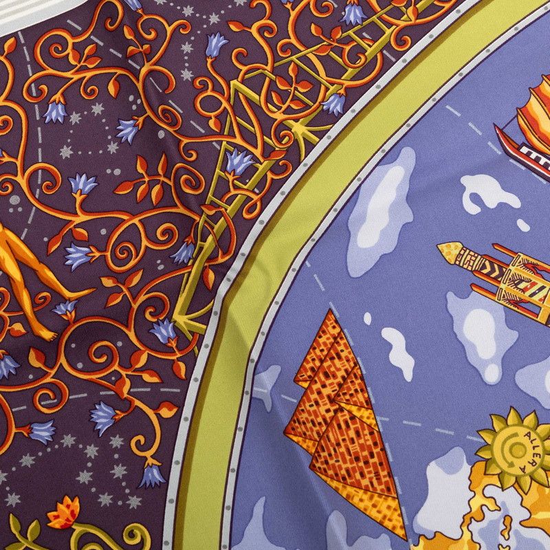 Hermes Carre Map Scarf Multicolor Silk — view 6
