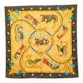 Hermes Carre 90 Plumes Et Grelots Feathers and Bells Scarf Large Green Gold