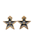 Chanel CC Logo Star Motif Earrings 01 Black Gold Plated
