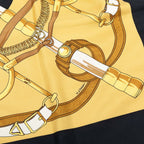 Hermes Carre 90 Eperon D'or Yellow Scarf Black Gold Silk — view 7