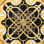Hermes Carre 90 Eperon D'or Yellow Scarf Black Gold Silk — view 2