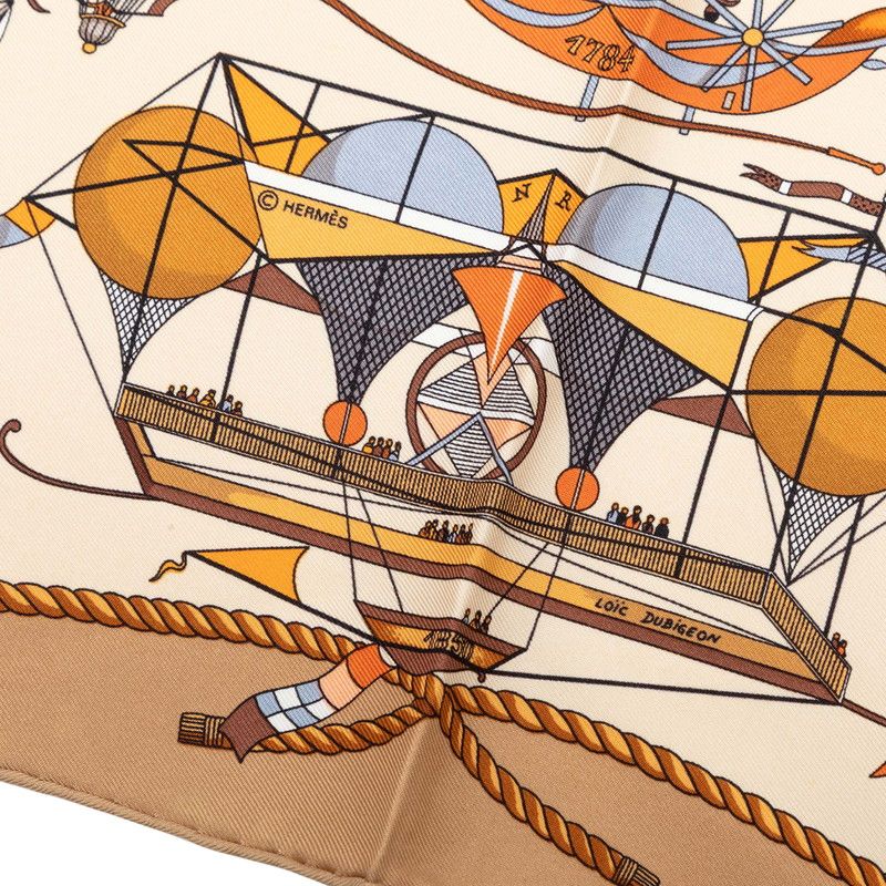 Hermes Carre 40 les Folies du Ciel Madness of the Sky Scarf Beige Multicolor — view 4
