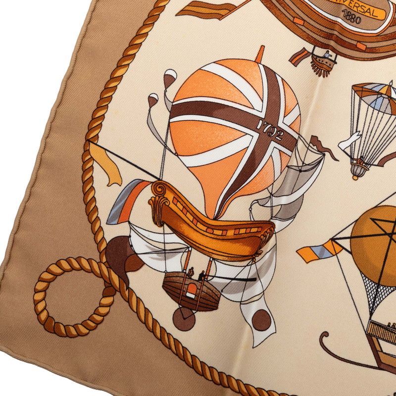 Hermes Carre 40 les Folies du Ciel Madness of the Sky Scarf Beige Multicolor — view 6