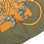 Hermes Carre 40 L'instruction Duroy Scarf Khaki Brown Silk — view 8