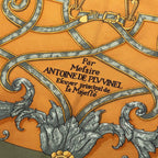 Hermes Carre 40 L'instruction Duroy Scarf Khaki Brown Silk — view 3