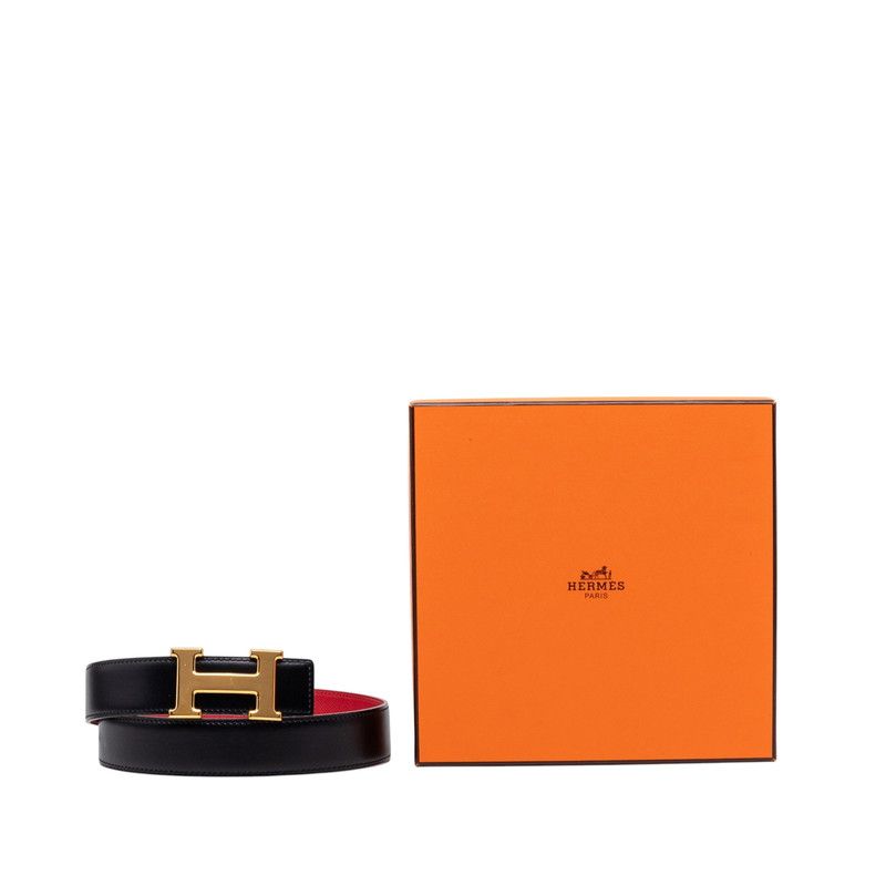 Hermes Constance 65 Black Red Box Calf Belt — view 7