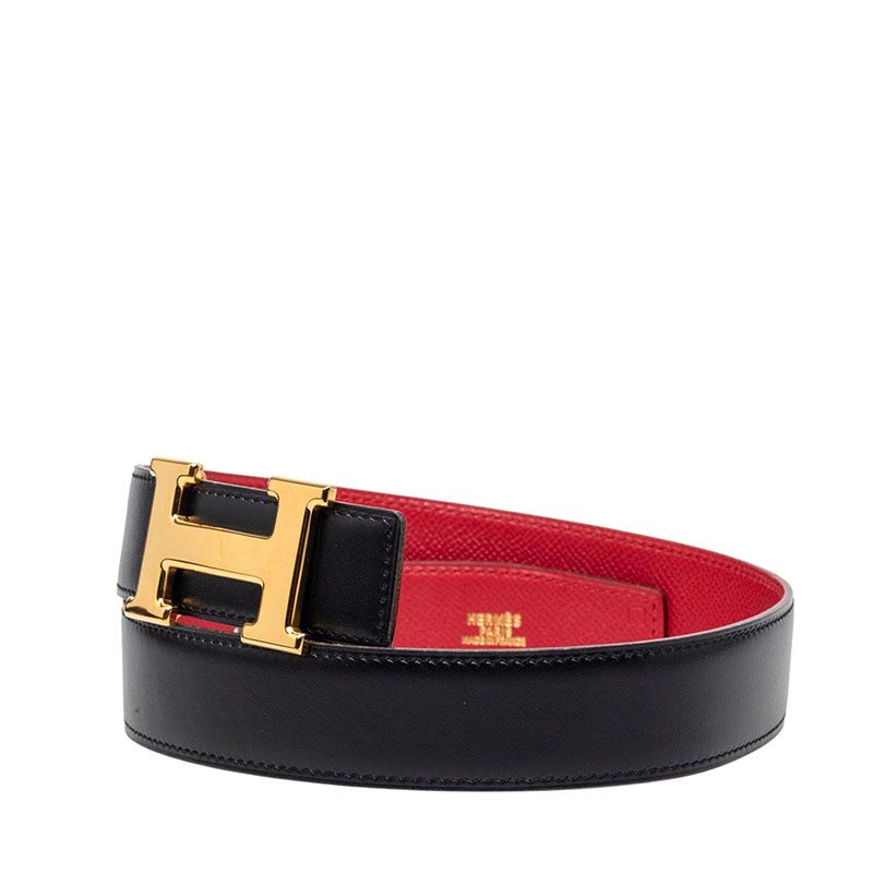 Hermes Constance 65 Black Red Box Calf Belt — view 2