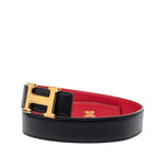 Hermes Constance 65 Black Red Box Calf Belt — view 2