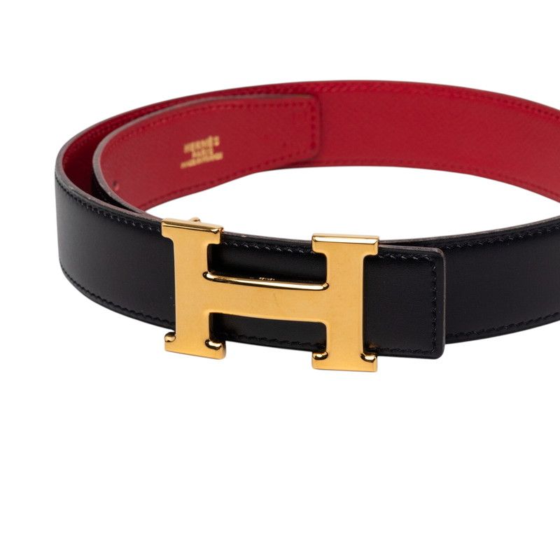 Hermes Constance 65 Black Red Box Calf Belt — view 4