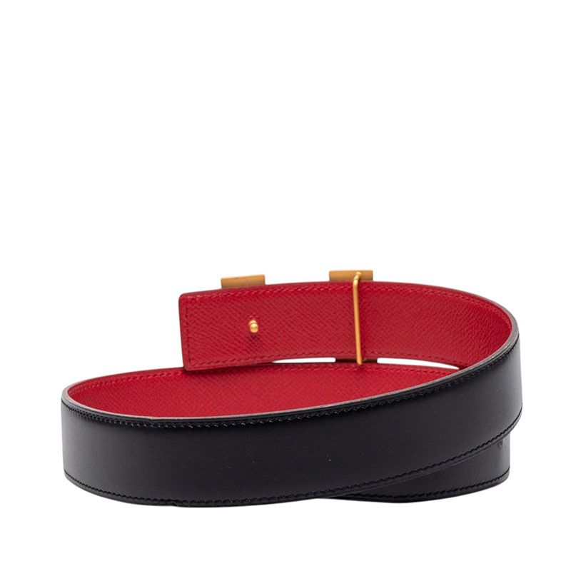 Hermes Constance 65 Black Red Box Calf Belt — view 3
