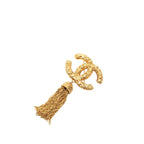 Chanel CC Logo Tassel Vintage Brooch 93 Gold Plated