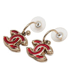Chanel CC Logo Hoop Earrings 08 Gold Red Plated