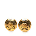 Chanel CC Logo Vintage Round Earrings 96 Gold Plated